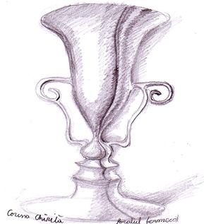 Pocalul fermecat - Iluzie optica - desen in creion