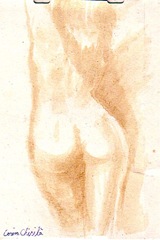 Nud pictura facuta cu cafea