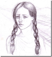 Fata trista desen in creion - Sad girl pencil drawing