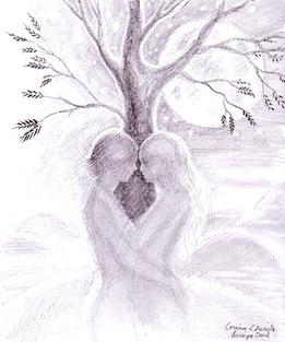 Sara pe deal - Desen in creion inspirat din poezia lui Mihai Eminescu