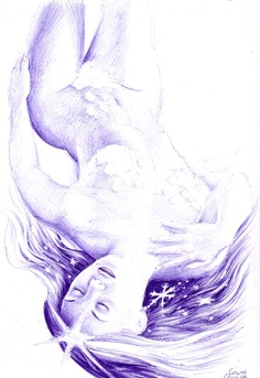 O fantezie de iarna - Desen in pix de iarna - O craiasa a zapezilor