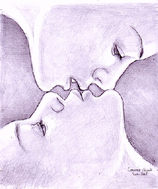 Sarutul desen animat in creion - The Kiss animated pencil drawing