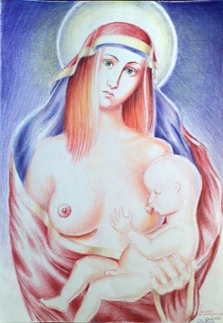 Icoana Fecioarei Maria alaptand pruncul