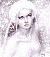 Portret de iarna  in creion