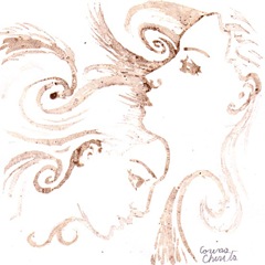 Prietenie adevarata pictura facuta cu cafea - Close friends coffee painting