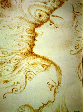 Prietenie adevarata si calda picttura facuta cu cafea - Dinamica petelor de cafea - Close friends coffee painting