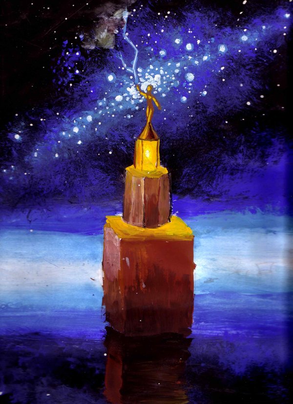 The_Alexandria_lighthouse_Farul_din_alexandria_pictura Farul din Alexandria, pictura in tempera veche de 10 ani