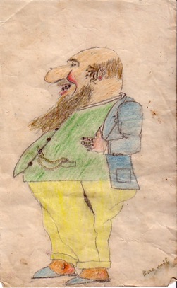 Un bancher un evreu bogat desen facut in anii 30 de Emanuel Chirila