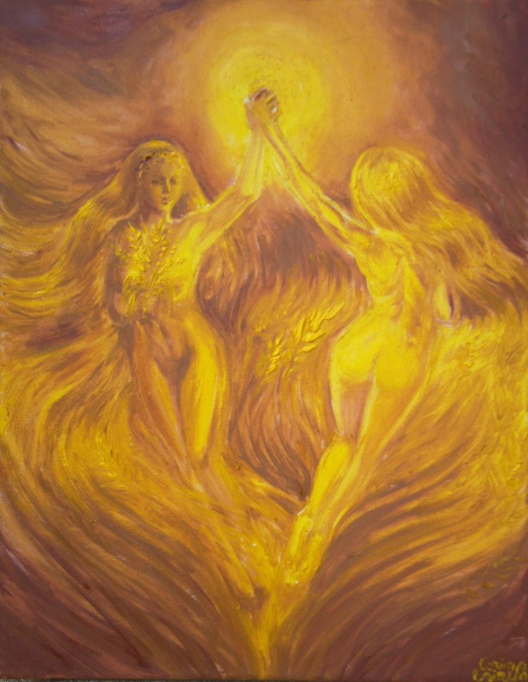 Vis auriu de iubire auriu dansul ielelor sau campuri aurii pictura ulei pe panza