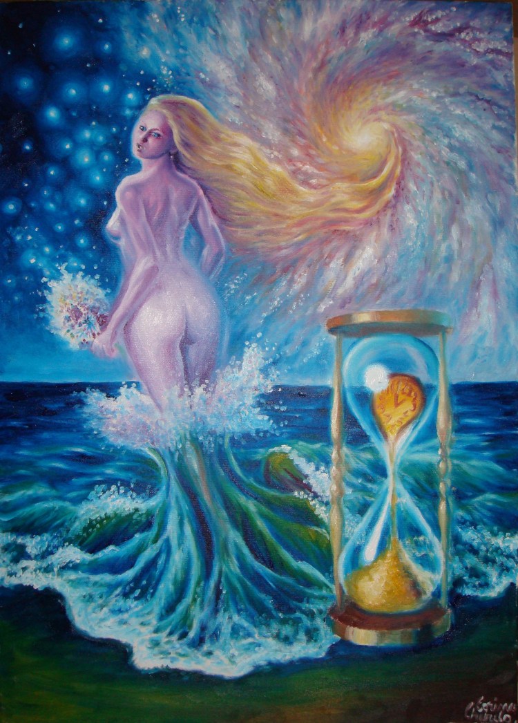 Pictura in ulei pe panza inspirata din poezia Din Valurile Vremii de Mihai Eminescu