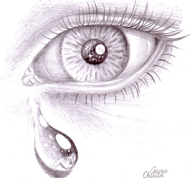 lacrimi desen in creion - tears pencil drawing