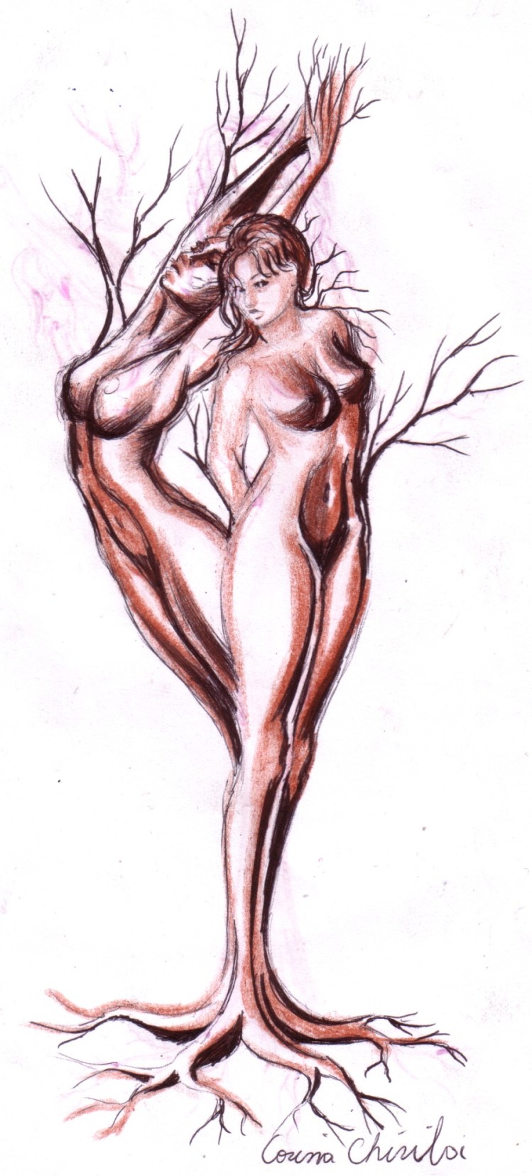 Arborele iubirii, desen in pix