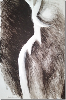 Nud alb-negru pictura - Blach and white nude woman painting