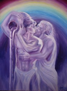 Legenda zodiei varsatorului - Zeus si Ganymede, pictura ulei pe panza