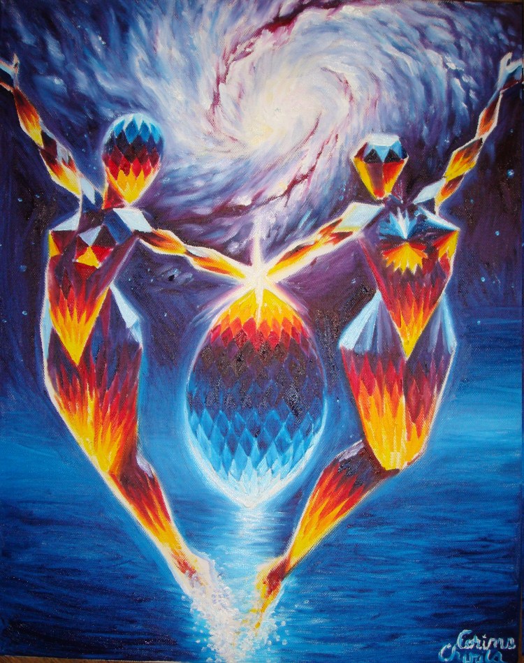 Diamante pe cer, pictura ulei pe panza