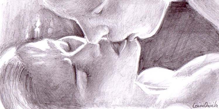 Desen erotic in creion -Making love kissing her pencil drawing