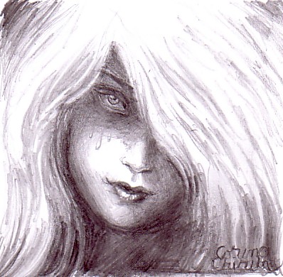 Portret de fata rea desen in creion