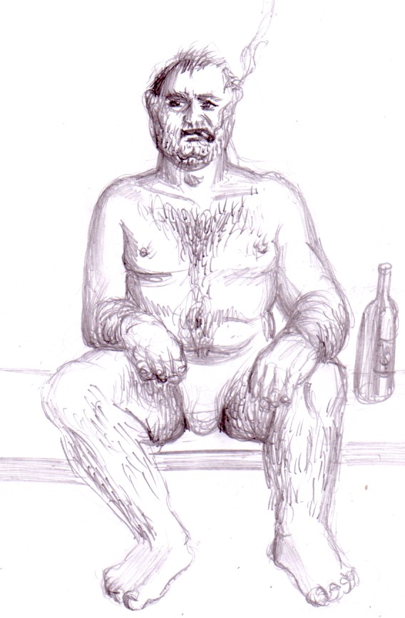 Barbat desenat in creion