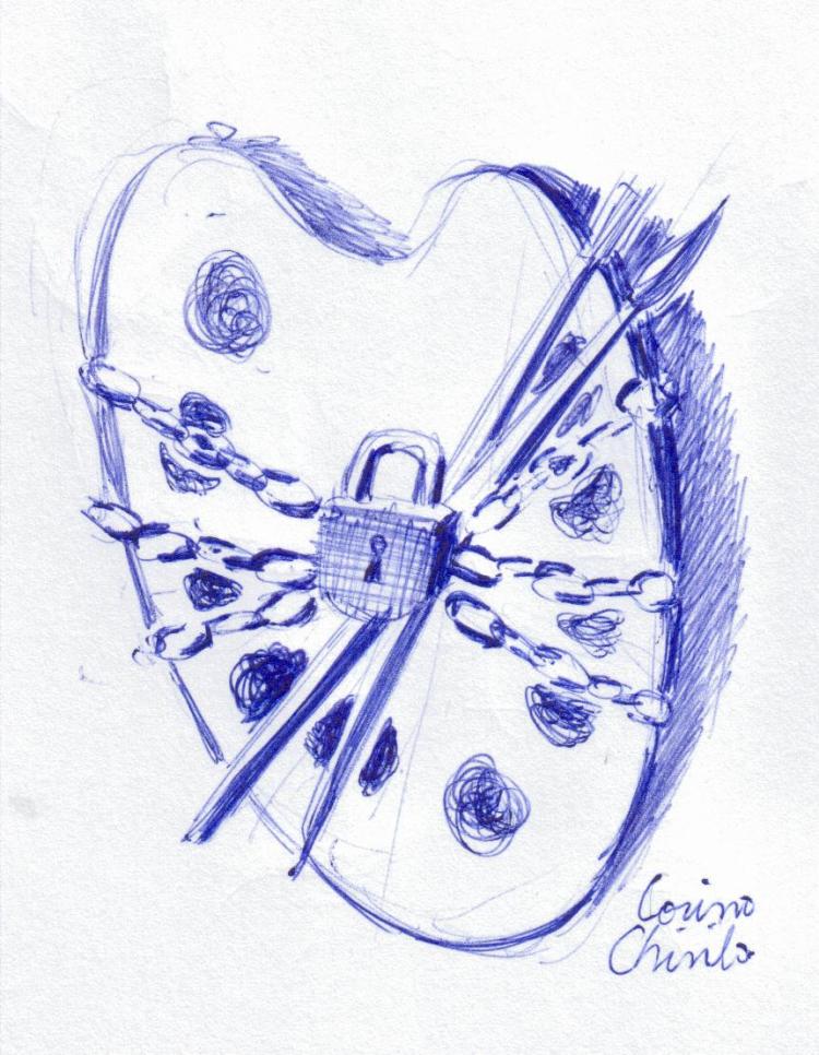 Situatia artistilor din Romania, desen in pix