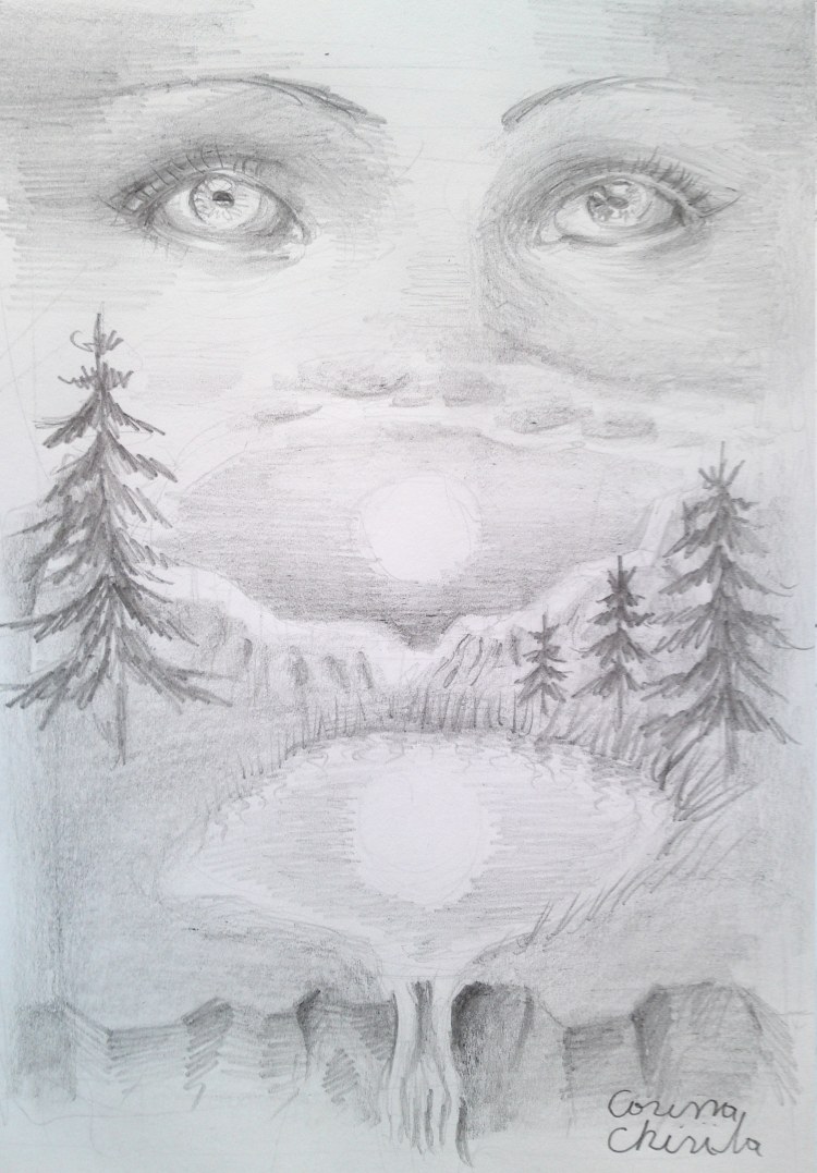 Amintirea lui Lucian Blaga, desen in creion