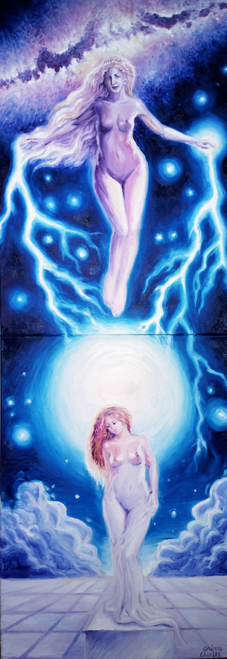 Afrodita dand viata statuii Galateea, pictura ulei pe panza