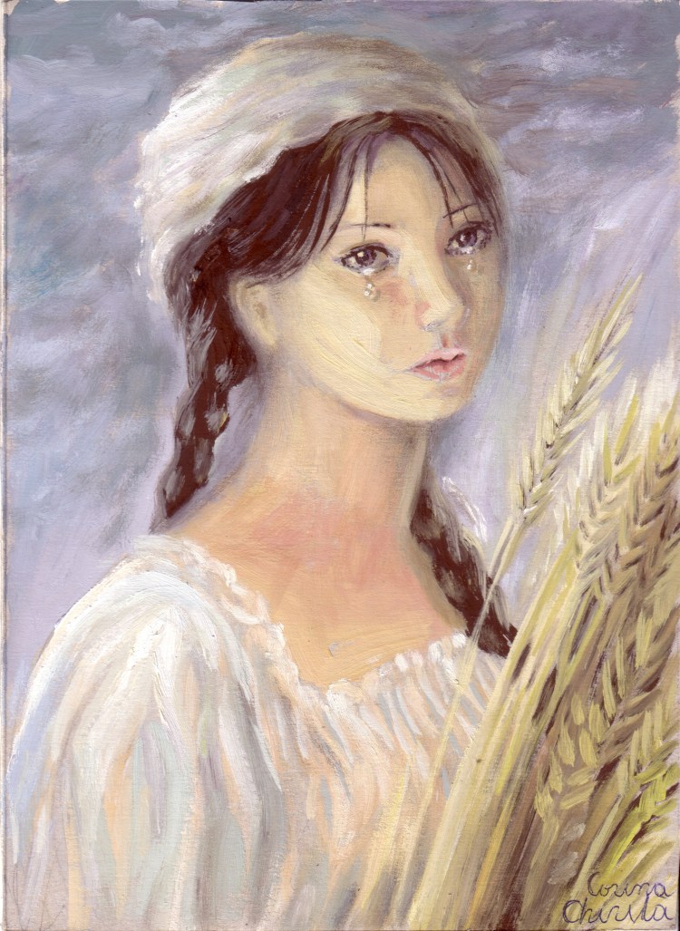 Portretul Siminei din nuvela Padureanca de Ioan Slavici, pictura tempera