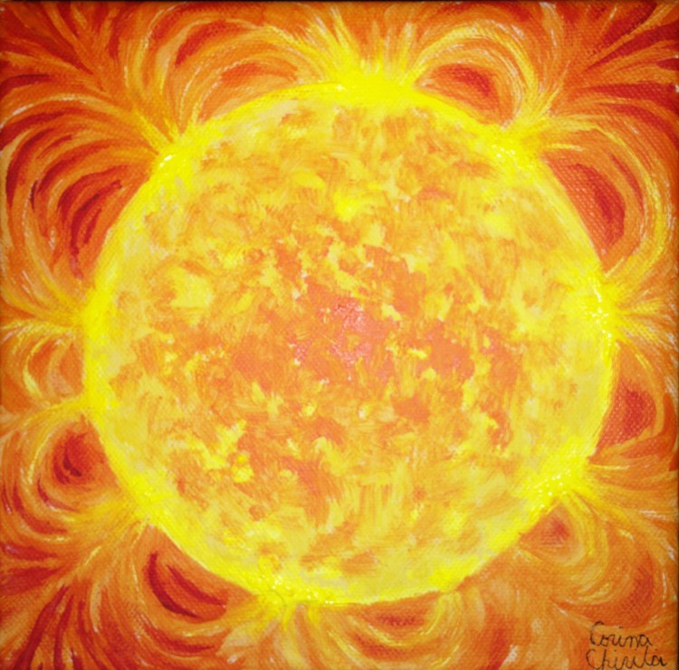 Soare, pictura acrilice pe panza