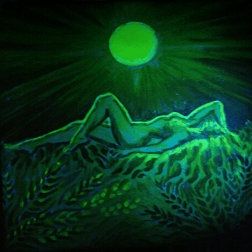 Nud in lumina soarelui de vara, pictura fluorescenta