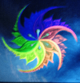 Floare in culorile curcubeului, pictura fluorescenta