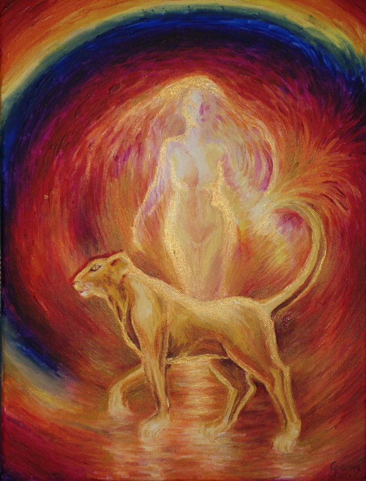 Leoaica tanara iubirea, pictura acrilice pe panza