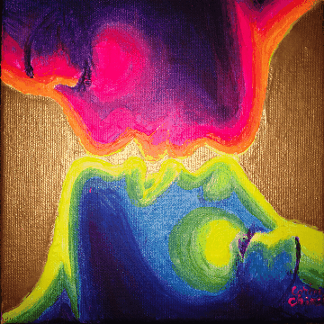 Sarutul, pictura fluorescenta