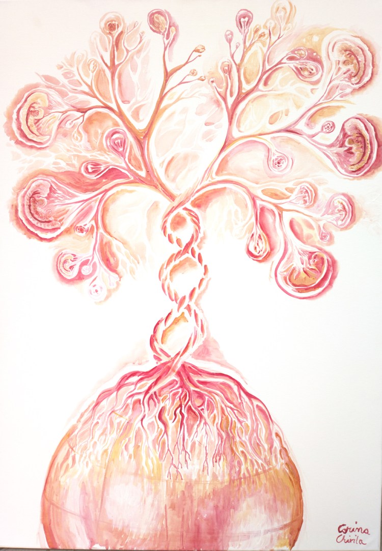 Arborele vietii, pictura acrilice pe panza