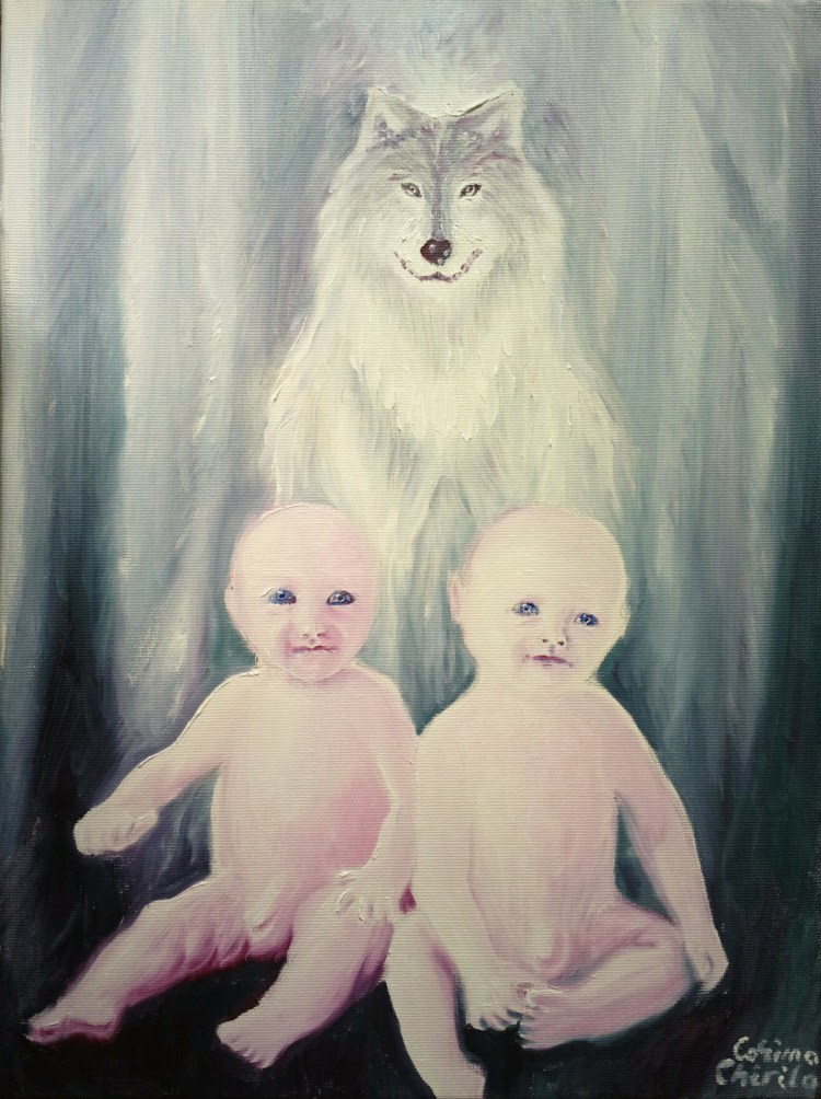 Romulus, Remus si lupaica, pictura ulei pe panza