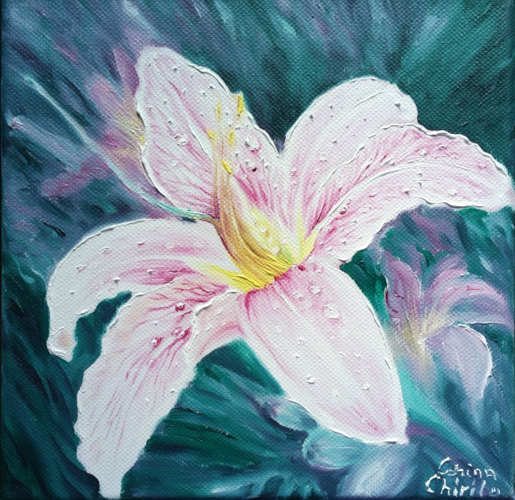 Floare de crin, pictura ulei pe panza
