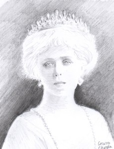 Portretul reginei Maria, desen in creion