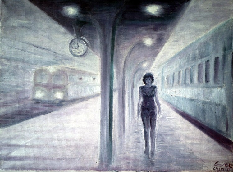 Gara intalnirilor din visele mele, pictura ulei pe panza