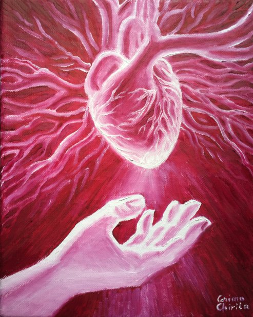 A darui o inima, pictura ulei pe panza