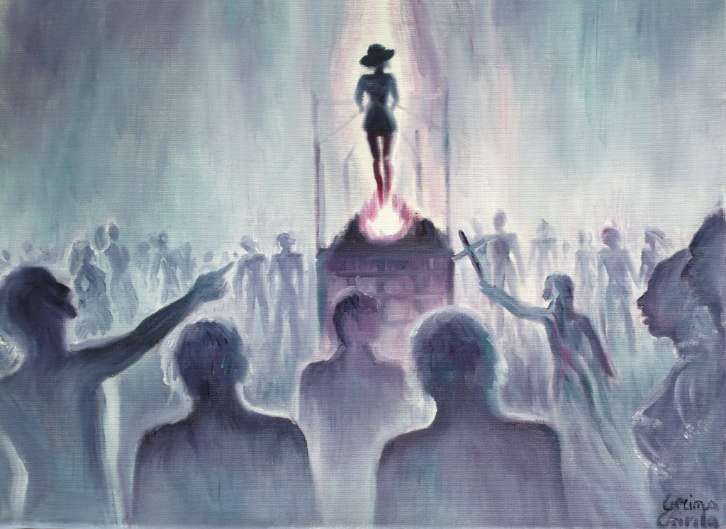 Arderea pe rug a unei vrajitoare din evul mediu de catre inchizitia din Transilvania