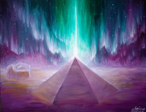Energia piramidelor din zona Cydonia si aurora martiana pictura ulei pe panza