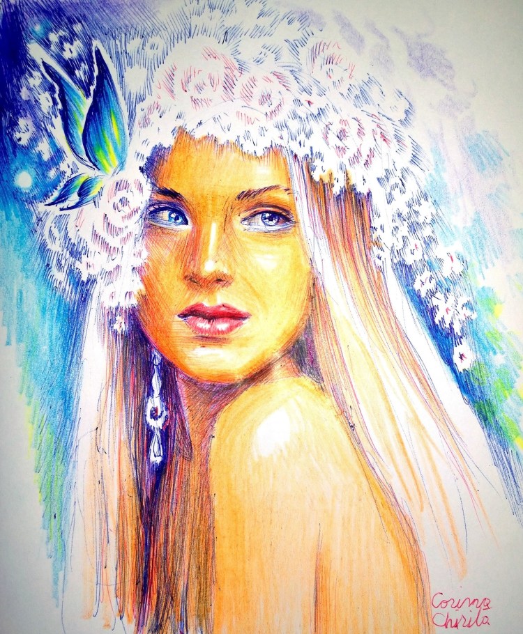 Portret de primavara cu cununa de flori
