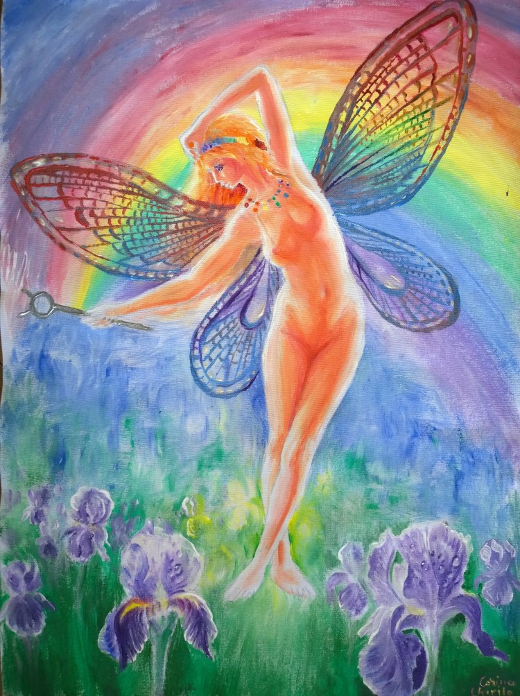 Iris the goddess of the rainbow painting - Iris zeita curcubeului pictura