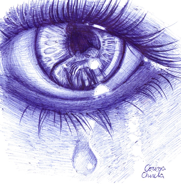 the tears of sadness empathy pen drawing - lacrimi si tristete desen in pix