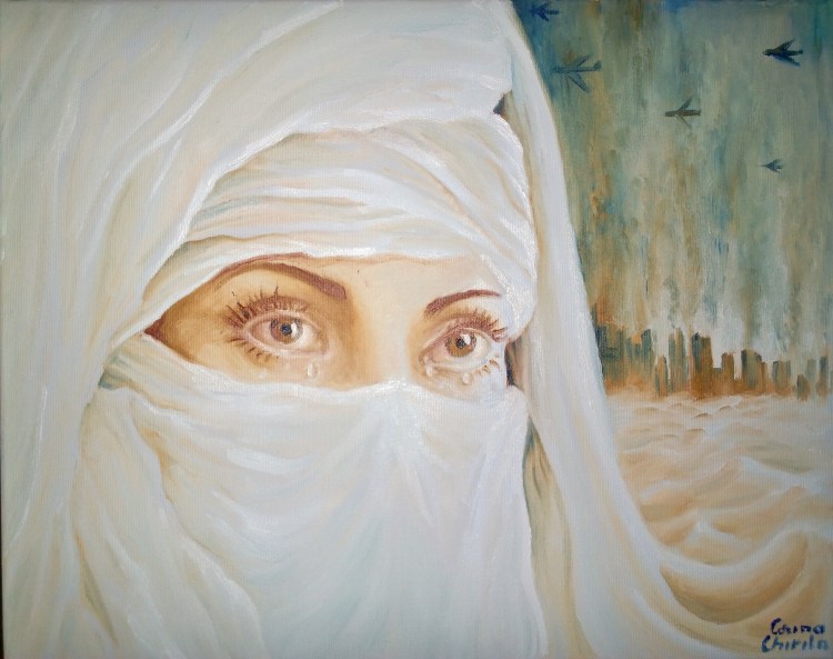 Tears in the desert oil on canvas painting - Lacrimi in desert pictura ulei pe panza