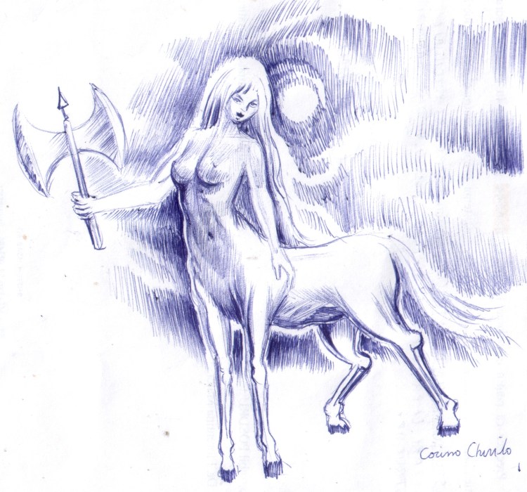 femeie-centaur-desen-facut-cu-pixul