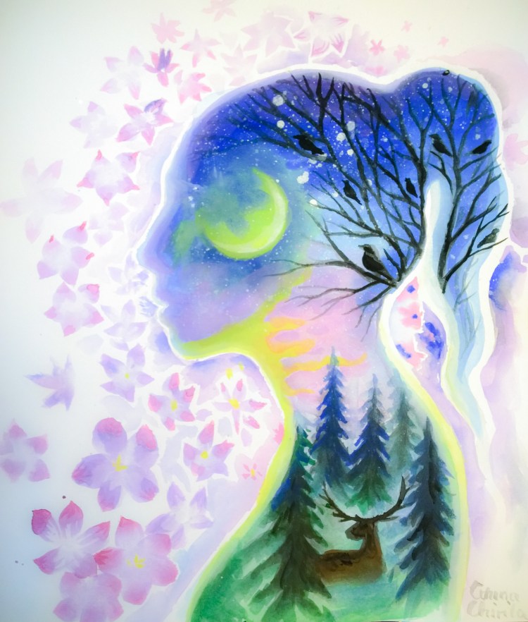 Lumea interioara pictura acuarela - Inner world watercolor painting