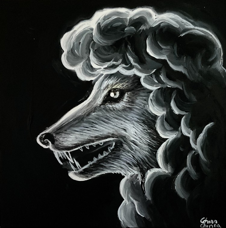 Marele activist pentru drepturile oilor - lupul in blana de oaie, pictura