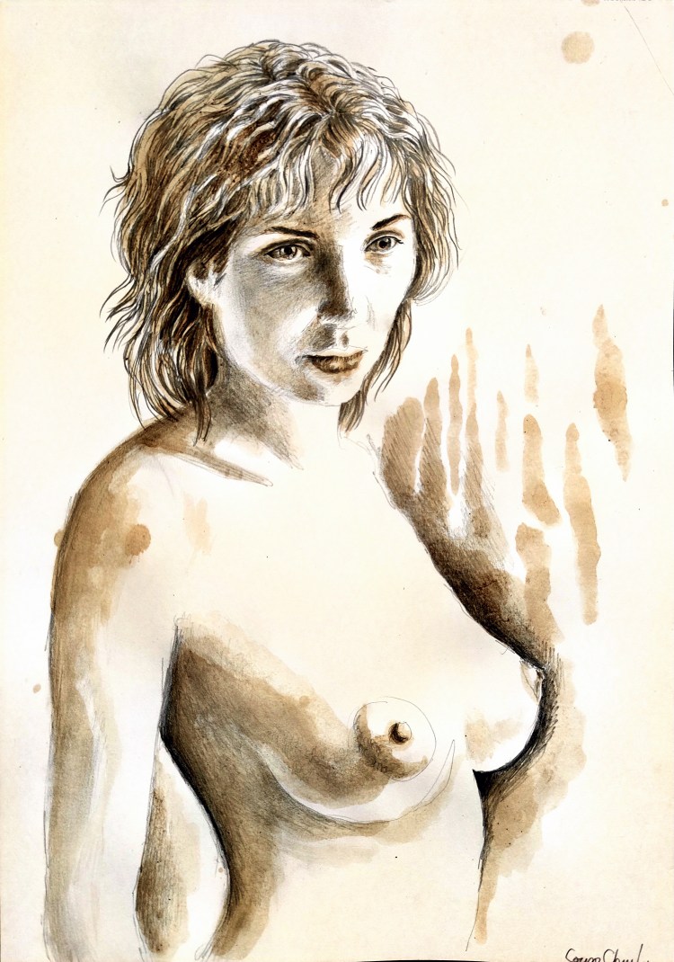 Nud pictat cu cafea